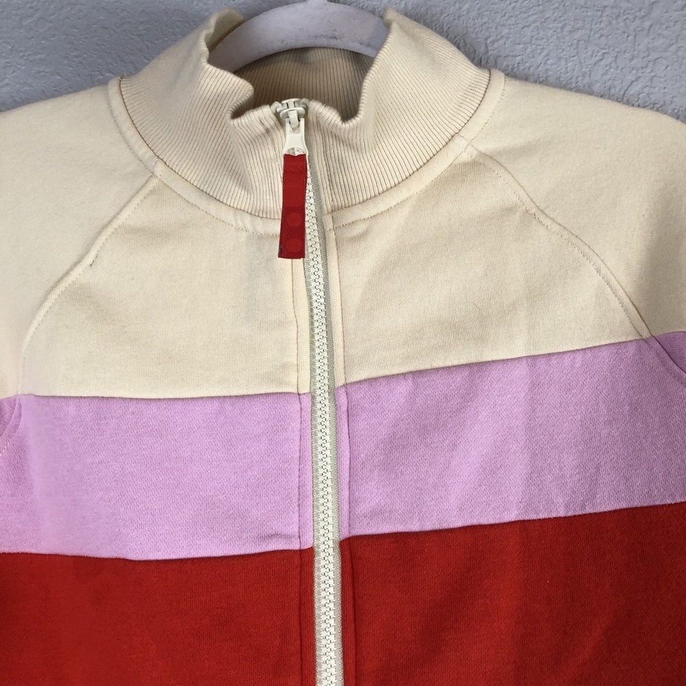 Lego Cream Zip-Up Sweatshirt with Pink, Red & Orange Stripes - Picture 4 of 8